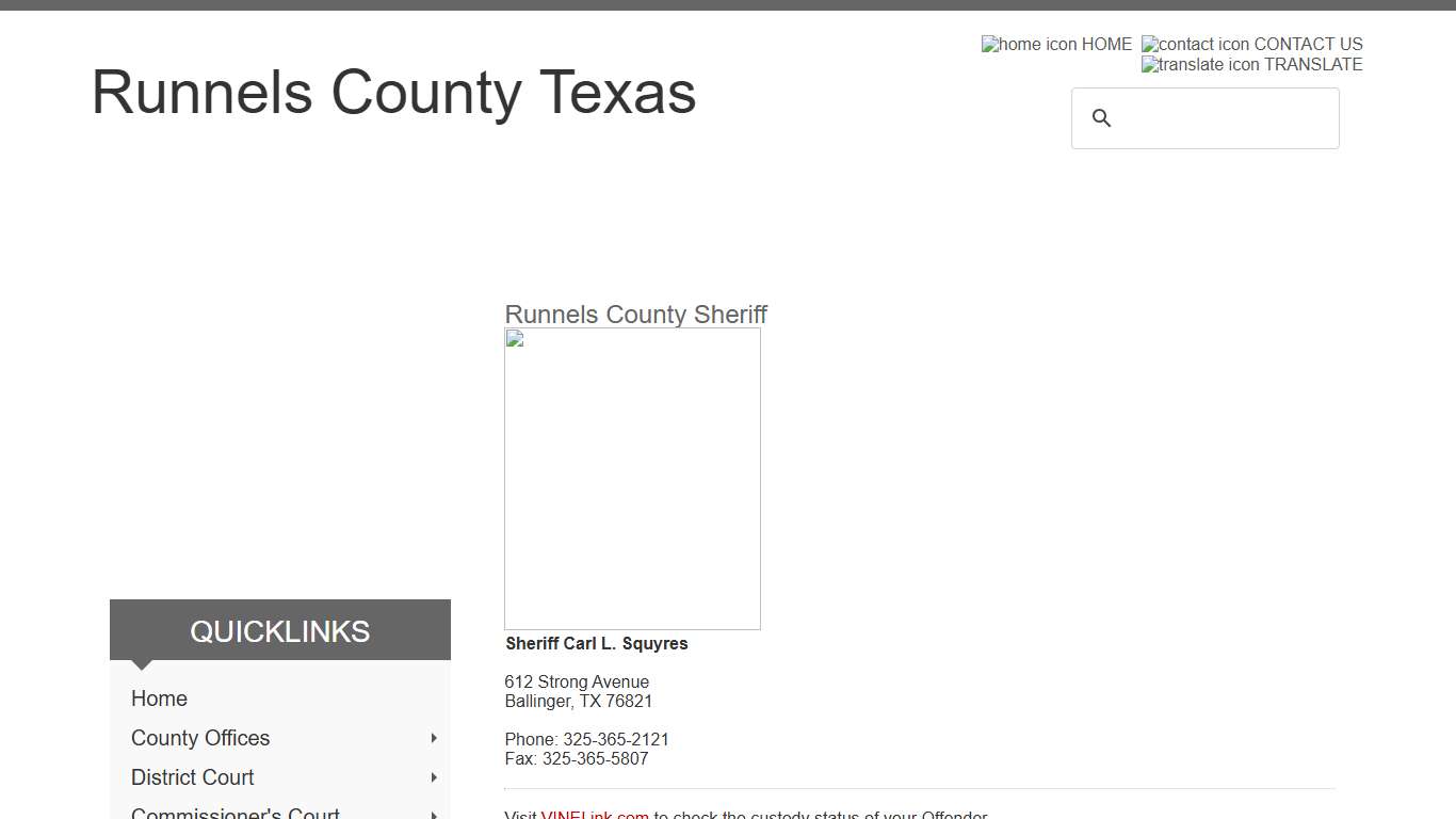 County Sheriff - Runnels County
